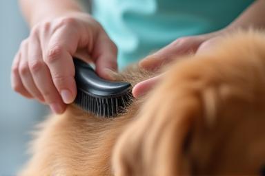 Pet being gently brushed