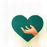 Small icon representing a loving hand or heart