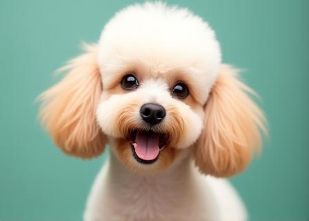 Freshly groomed poodle looking happy