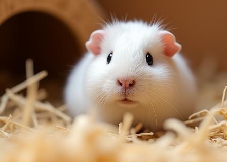 Guinea pig enjoying a clean cage setup