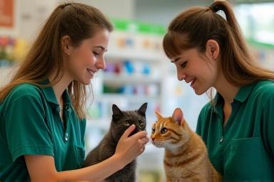 Person giving advice about a cat to an owner