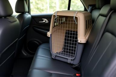 Pet carrier inside a vehicle